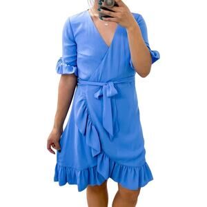 NWT Gianni Bini | Ruffled Wrap Dress Mini Blue Stretch | XS